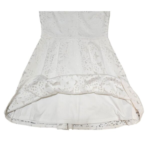 White Lace Sleeveless V-Neck Fit & Flare Dress Size 5 By Crystal Doll - Picture 8 of 12